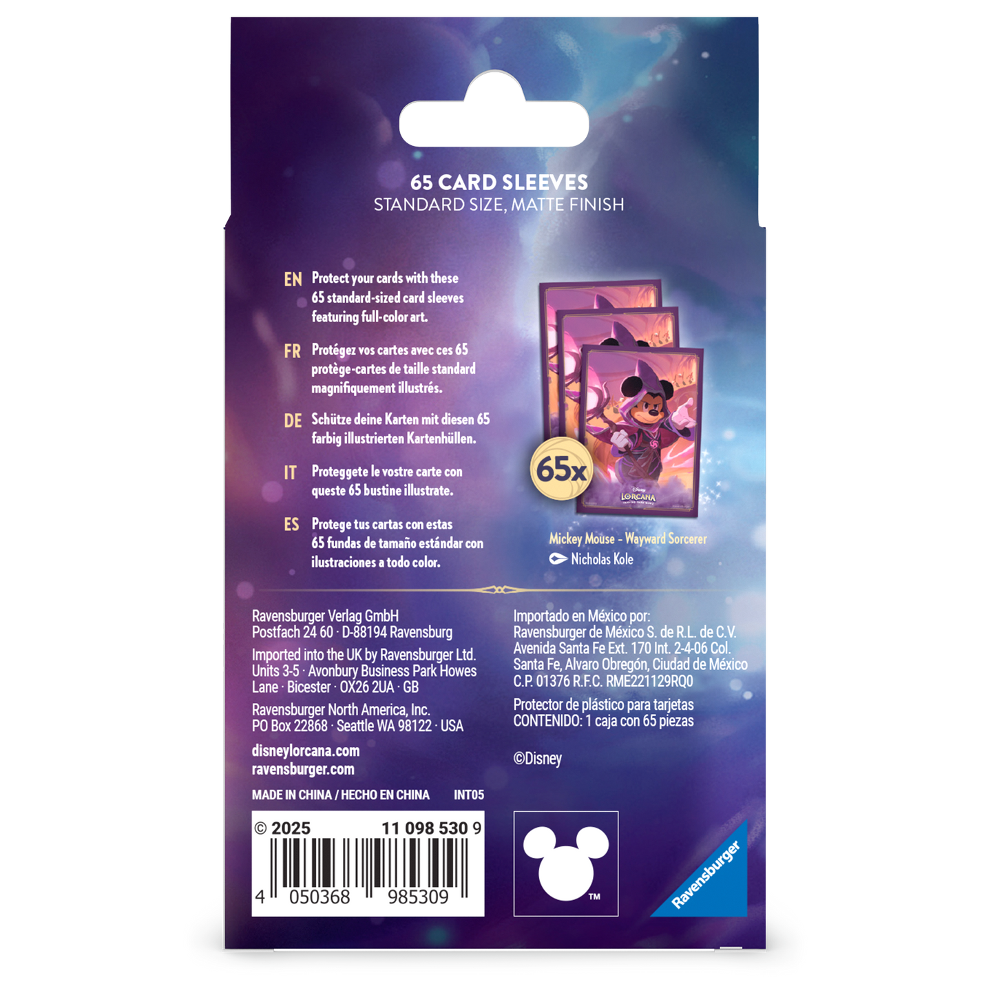 Disney Lorcana TCG Ravensburger - Protège-cartes/Sleeves (Mickey C8)
